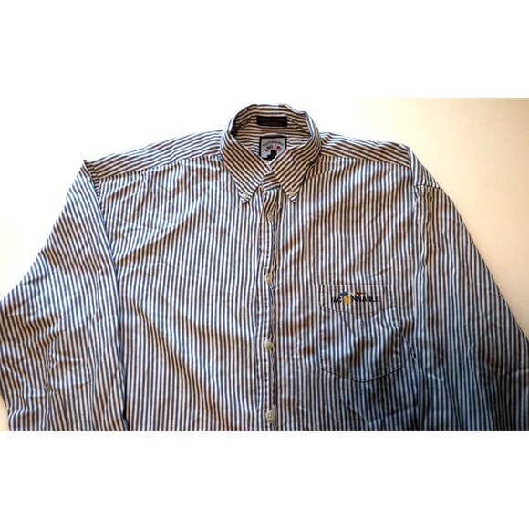 Faconnable Shirt Blue White Stripe Cotton Logo XL Classic Old Money - Picture 2 of 7